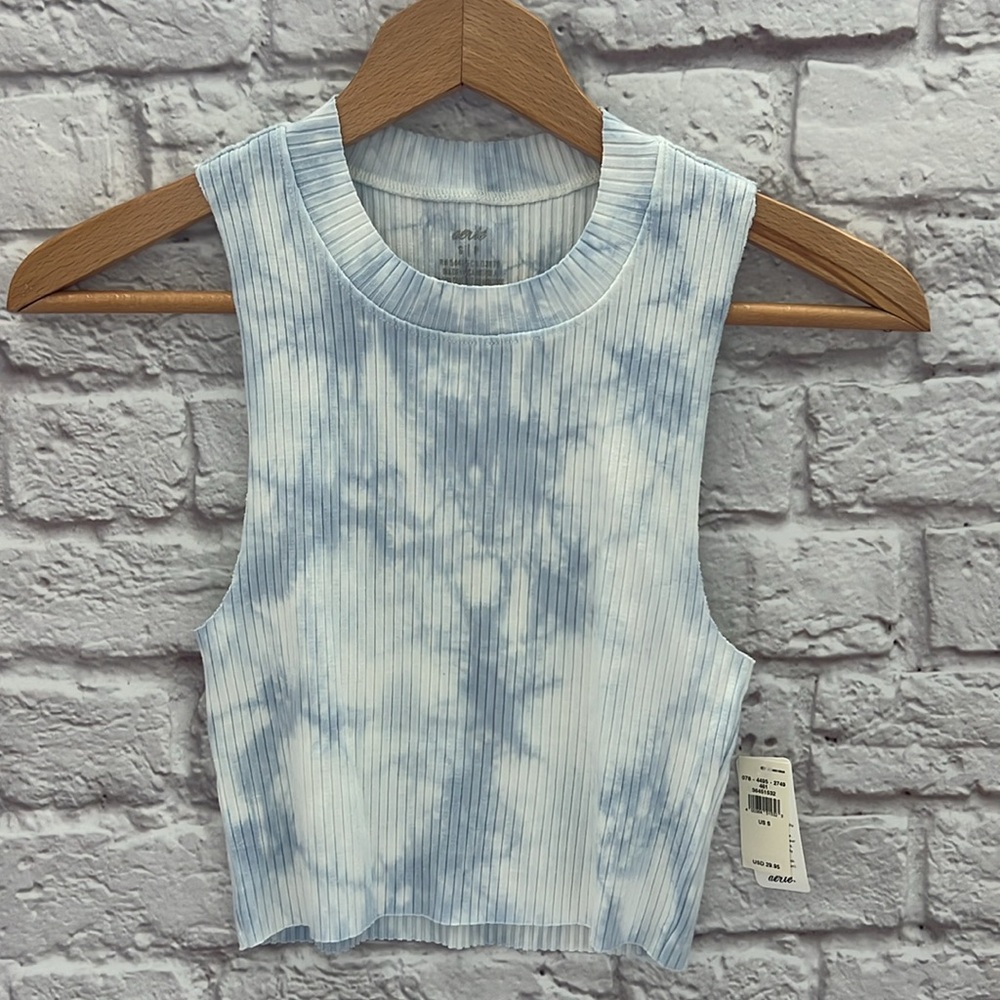 Aerie sleeveless top blue & white
